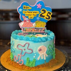 SpongeBob SquarePants 25th Birthday Cake Topper - Blue, Yellow, Pink